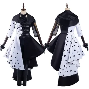 2021 Movie Cruella Cruella de Vil Cosplay Costume Dress Outfits Halloween Carnival Suit