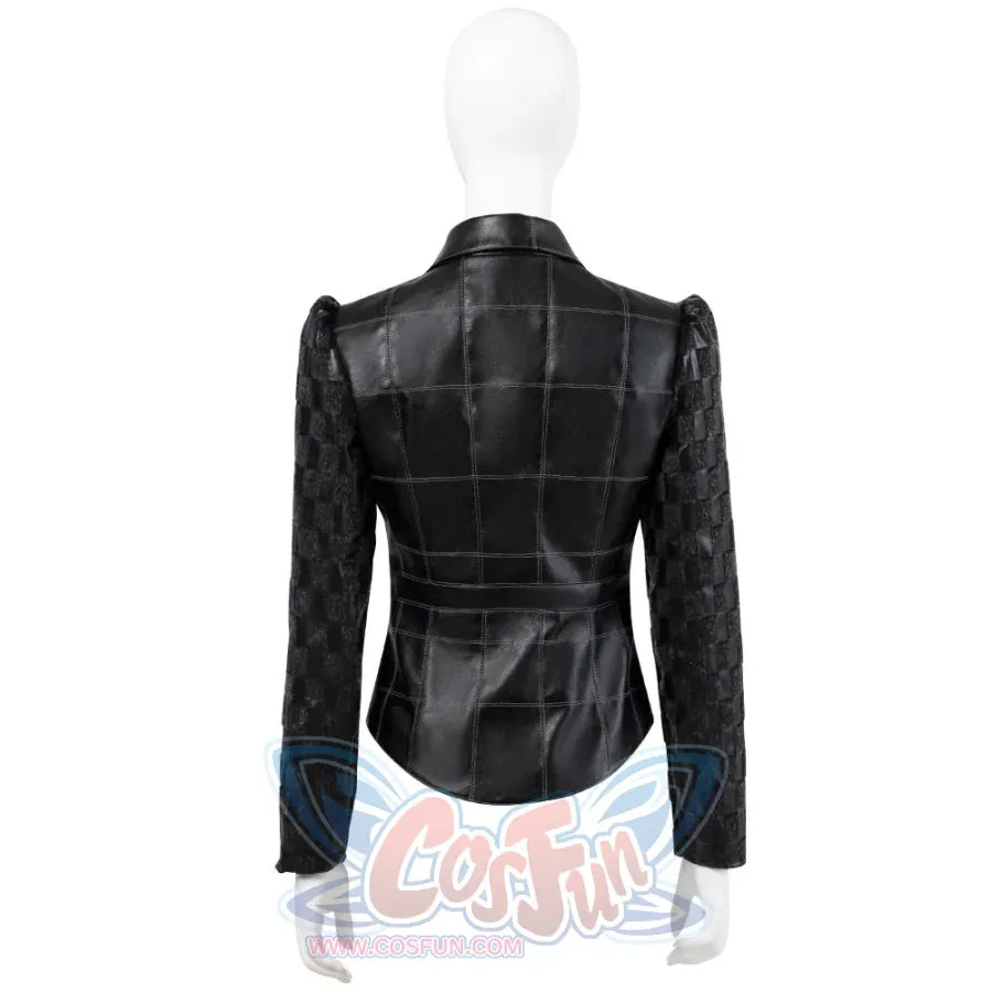 2021 Movie Cruella Estella Cruella de Vil Black Leather Outfits Cosplay Costume C00544