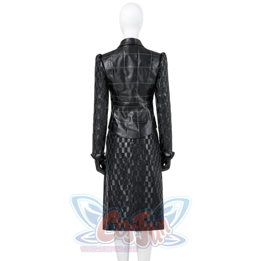 2021 Movie Cruella Estella Cruella de Vil Black Leather Outfits Cosplay Costume C00544
