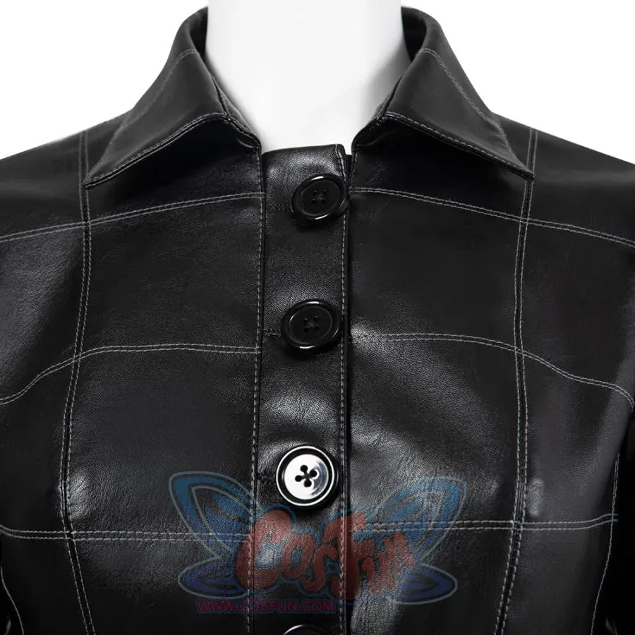 2021 Movie Cruella Estella Cruella de Vil Black Leather Outfits Cosplay Costume C00544