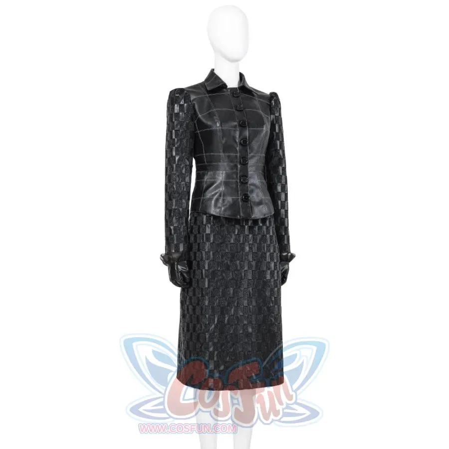 2021 Movie Cruella Estella Cruella de Vil Black Leather Outfits Cosplay Costume C00544