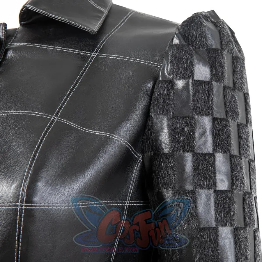 2021 Movie Cruella Estella Cruella de Vil Black Leather Outfits Cosplay Costume C00544
