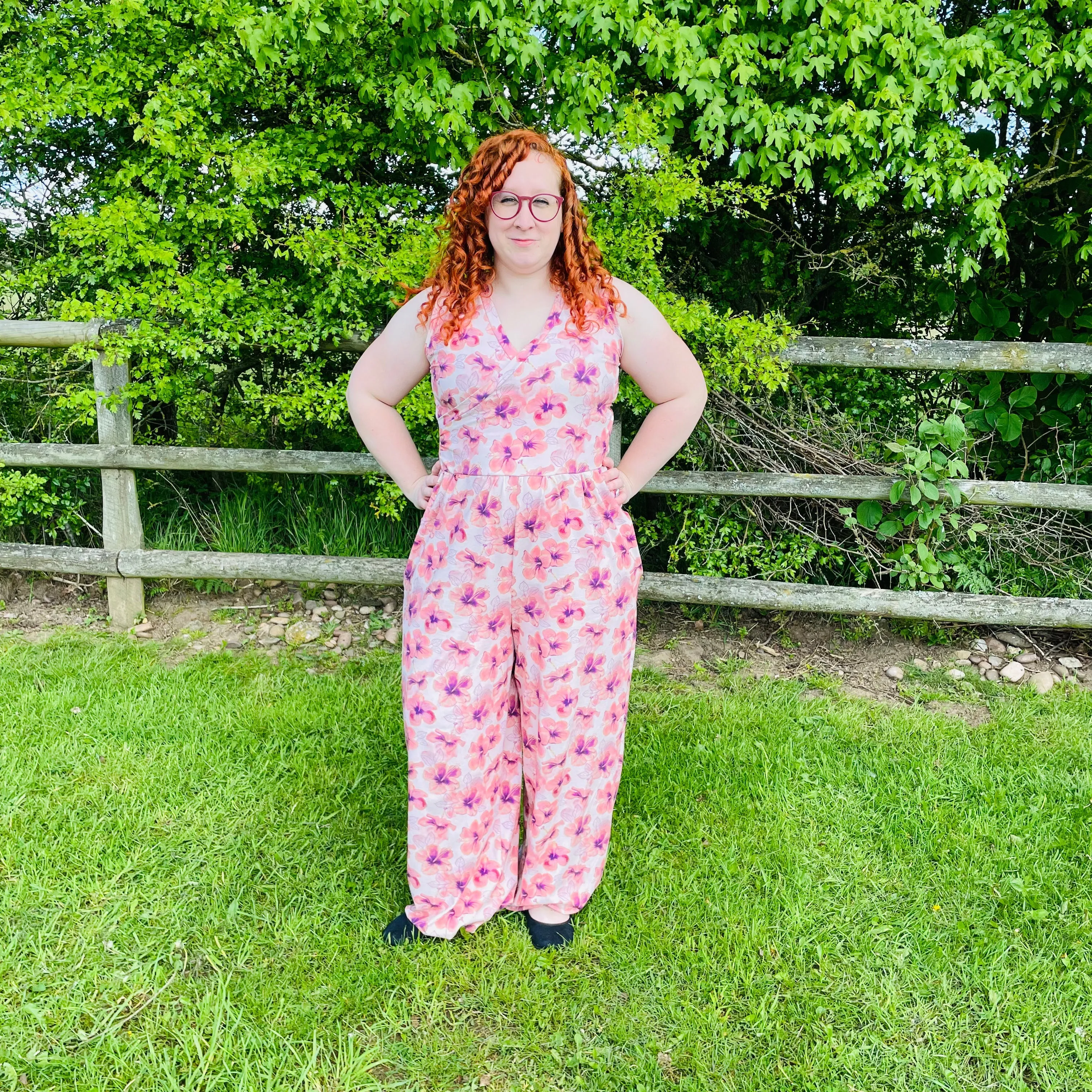 Adults Short Sleeve Cross Front Jumpsuit - Curve Fit