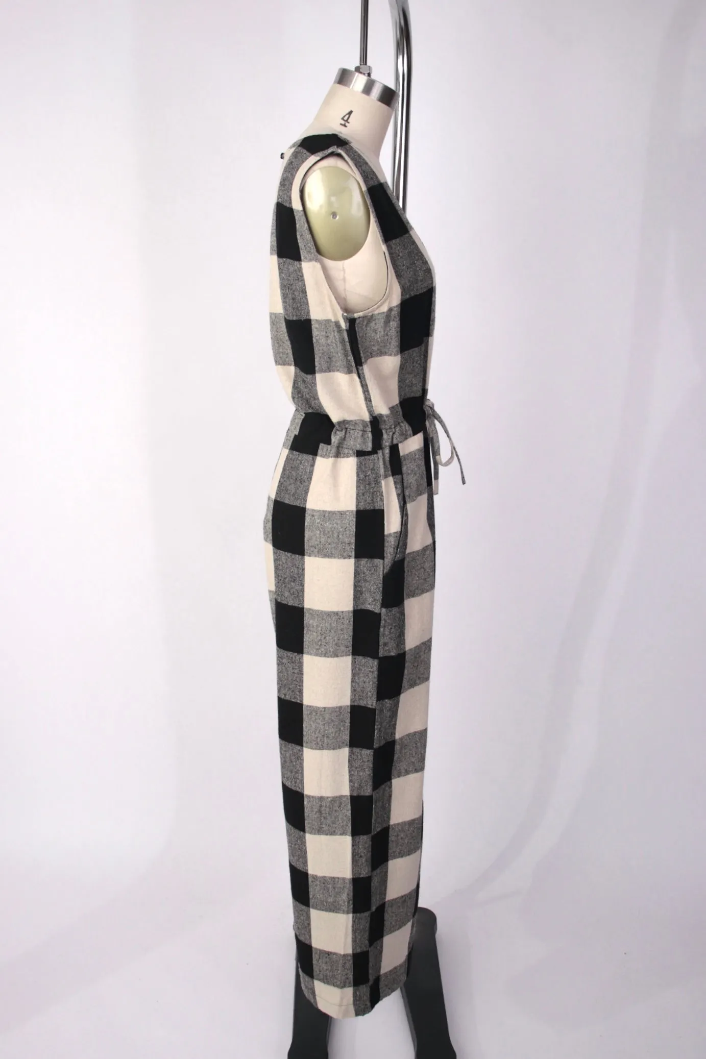 Ali Golden Raw Silk Checkered Jumpsuit