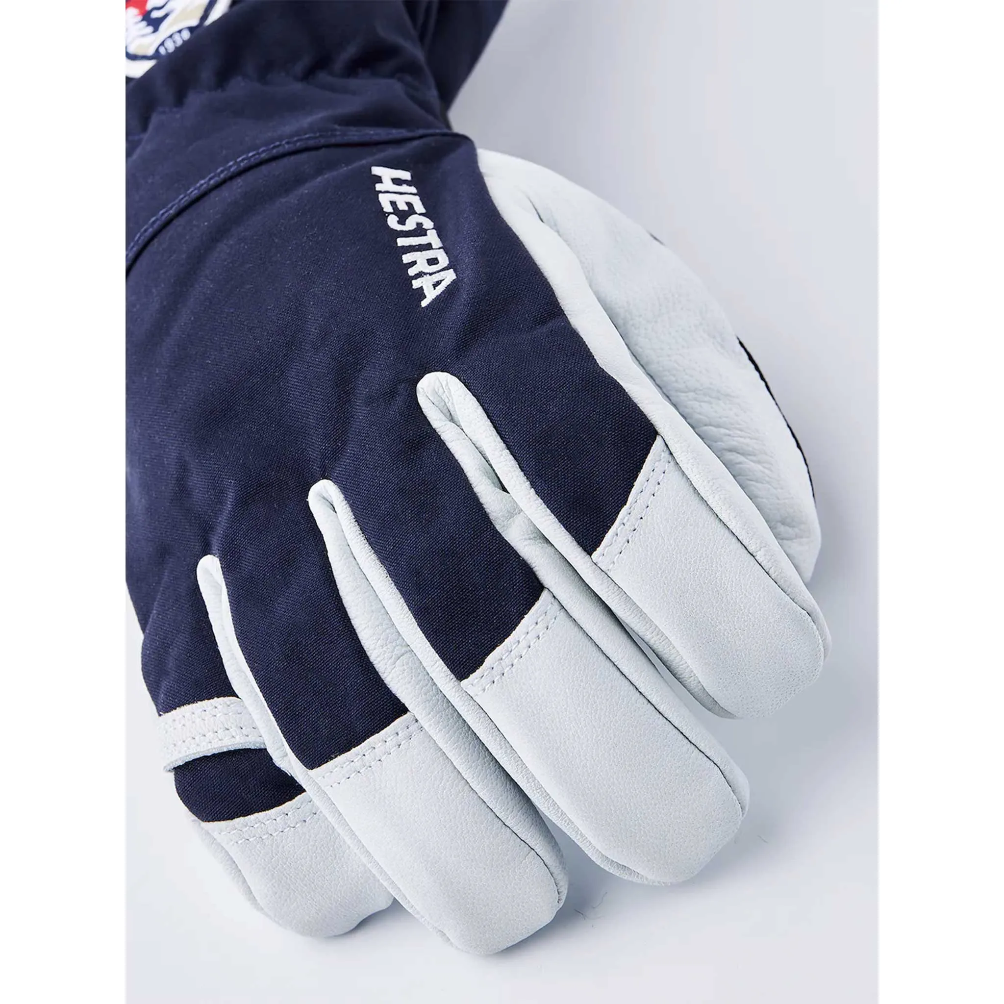 Army Leather Heli Ski Gloves in Navy