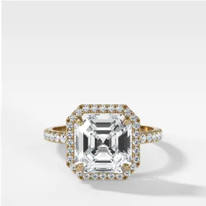 Aurora Pavé Halo Ring With Asscher Cut