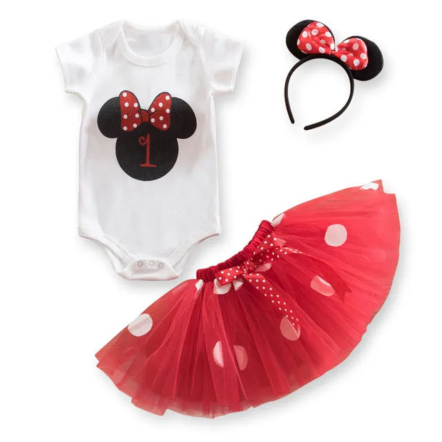 Baby Girl Clothes 1st Birthday Cake Smash Outfits Infant Clothing Sets Romper Tutu Skirt Flower Cap Newborn