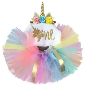 Baby Girl Clothes 1st Birthday Cake Smash Outfits Infant Clothing Sets Romper Tutu Skirt Flower Cap Newborn