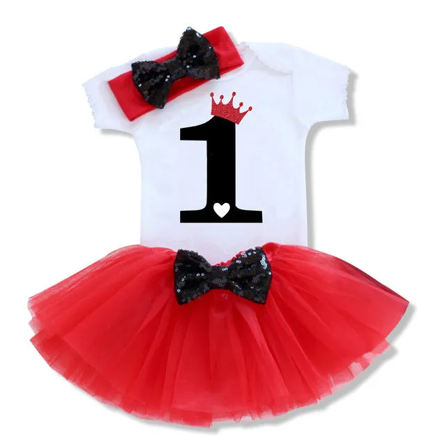 Baby Girl Clothes 1st Birthday Cake Smash Outfits Infant Clothing Sets Romper Tutu Skirt Flower Cap Newborn