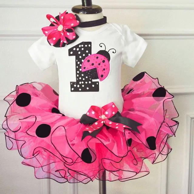 Baby Girl Clothes 1st Birthday Cake Smash Outfits Infant Clothing Sets Romper Tutu Skirt Flower Cap Newborn