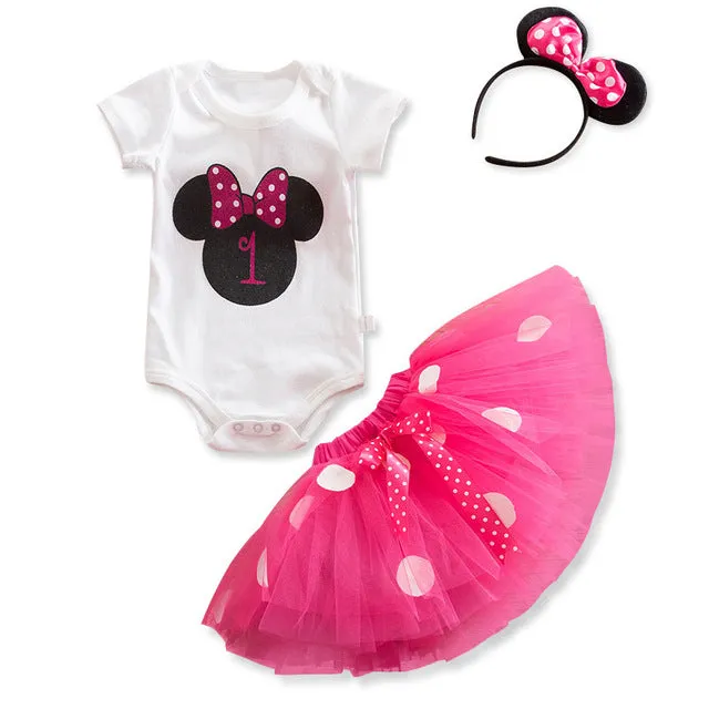 Baby Girl Clothes 1st Birthday Cake Smash Outfits Infant Clothing Sets Romper Tutu Skirt Flower Cap Newborn