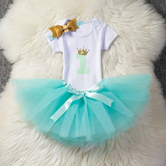 Baby Girl Clothes 1st Birthday Cake Smash Outfits Infant Clothing Sets Romper Tutu Skirt Flower Cap Newborn