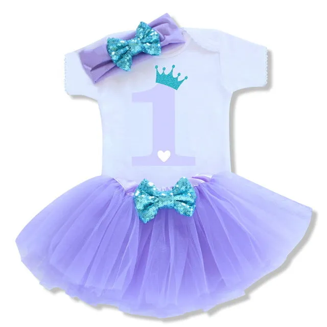 Baby Girl Clothes 1st Birthday Cake Smash Outfits Infant Clothing Sets Romper Tutu Skirt Flower Cap Newborn