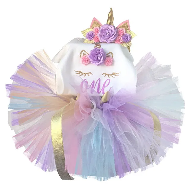 Baby Girl Clothes 1st Birthday Cake Smash Outfits Infant Clothing Sets Romper Tutu Skirt Flower Cap Newborn