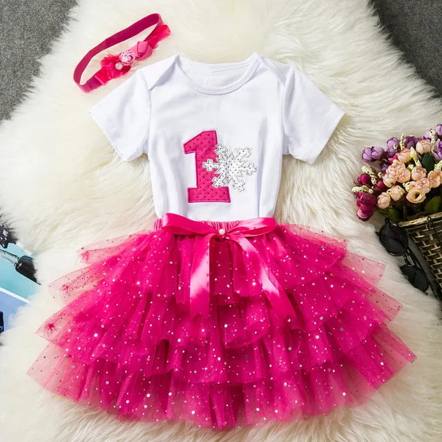 Baby Girl Clothes 1st Birthday Cake Smash Outfits Infant Clothing Sets Romper Tutu Skirt Flower Cap Newborn