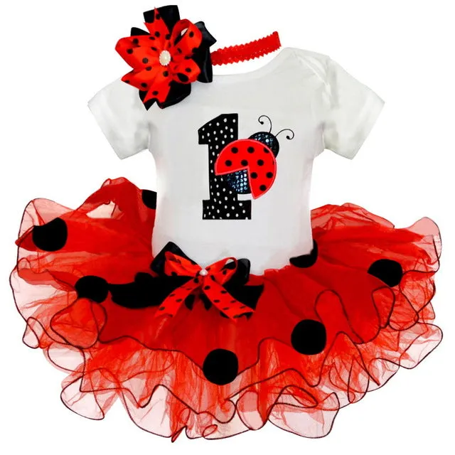 Baby Girl Clothes 1st Birthday Cake Smash Outfits Infant Clothing Sets Romper Tutu Skirt Flower Cap Newborn