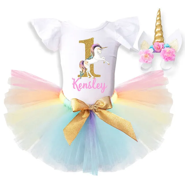Baby Girl Clothes 1st Birthday Cake Smash Outfits Infant Clothing Sets Romper Tutu Skirt Flower Cap Newborn