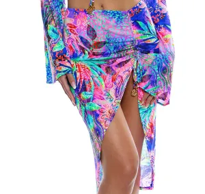 Bell Sleeve Scrunched Crop-Drawstring Tulip Skirt
