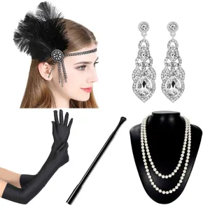 Black 1920 Gatsby Accessories Set of 5