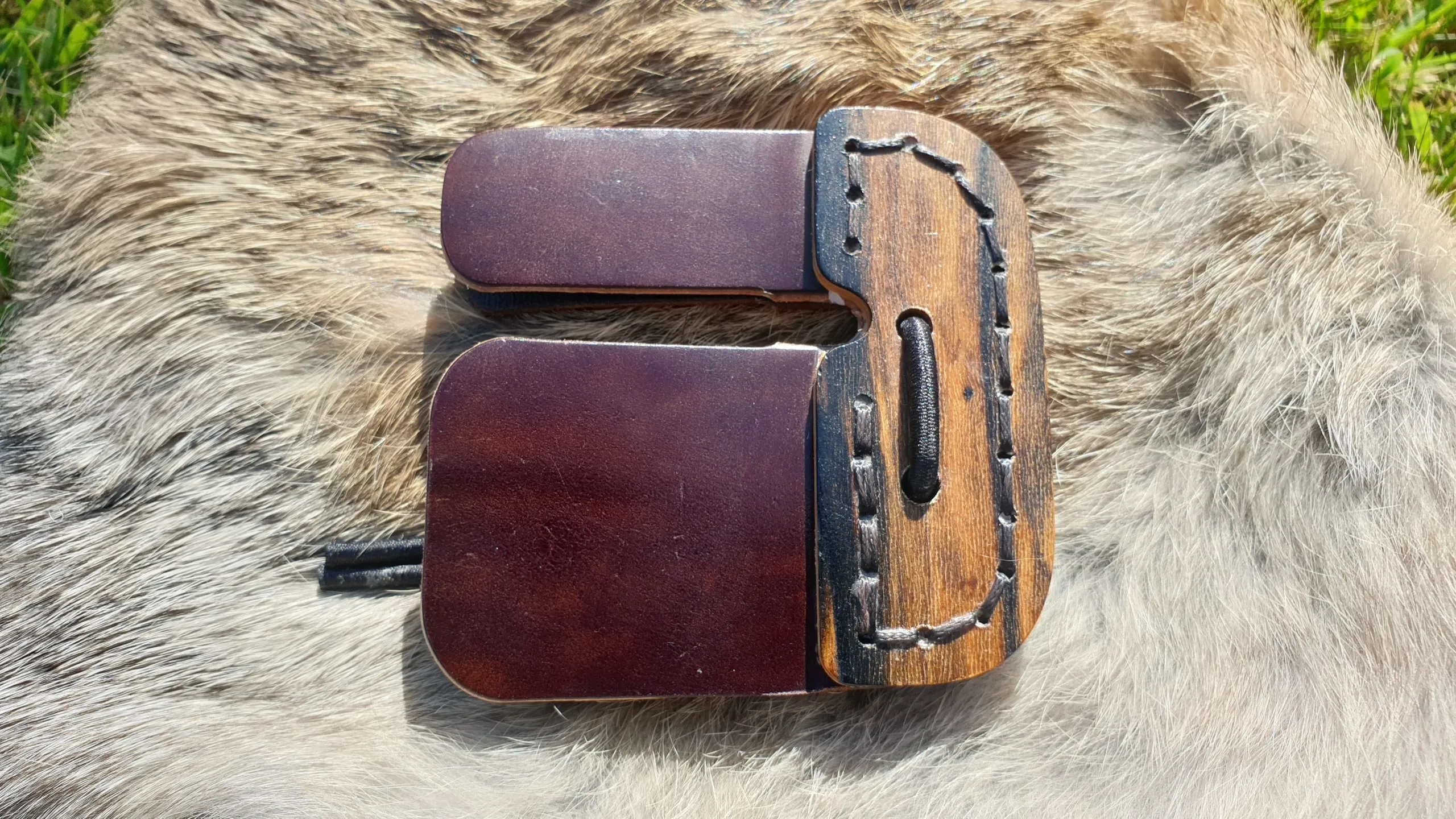 Black and White Ebony Split Finger Tab - SPECIAL ORDER