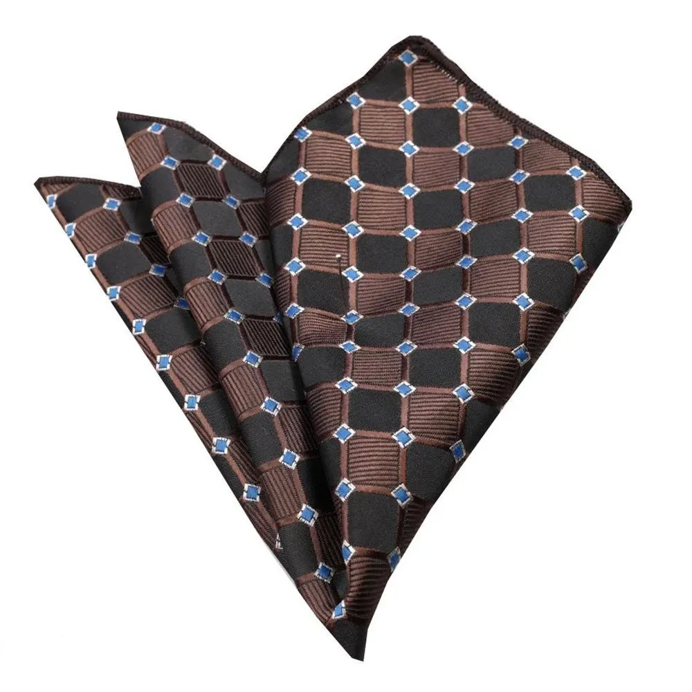 Black Brown Blue Mens Pocket Square - Premium Silk Handkerchiefs for Suits