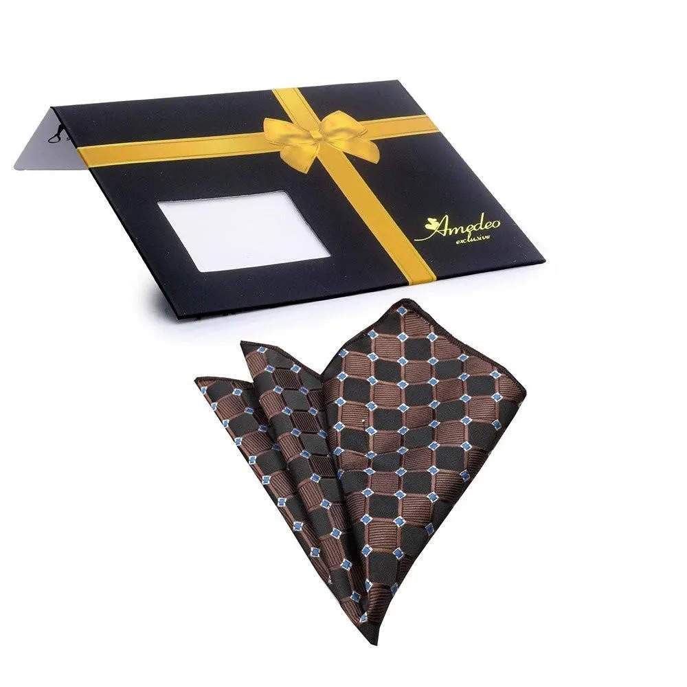 Black Brown Blue Mens Pocket Square - Premium Silk Handkerchiefs for Suits