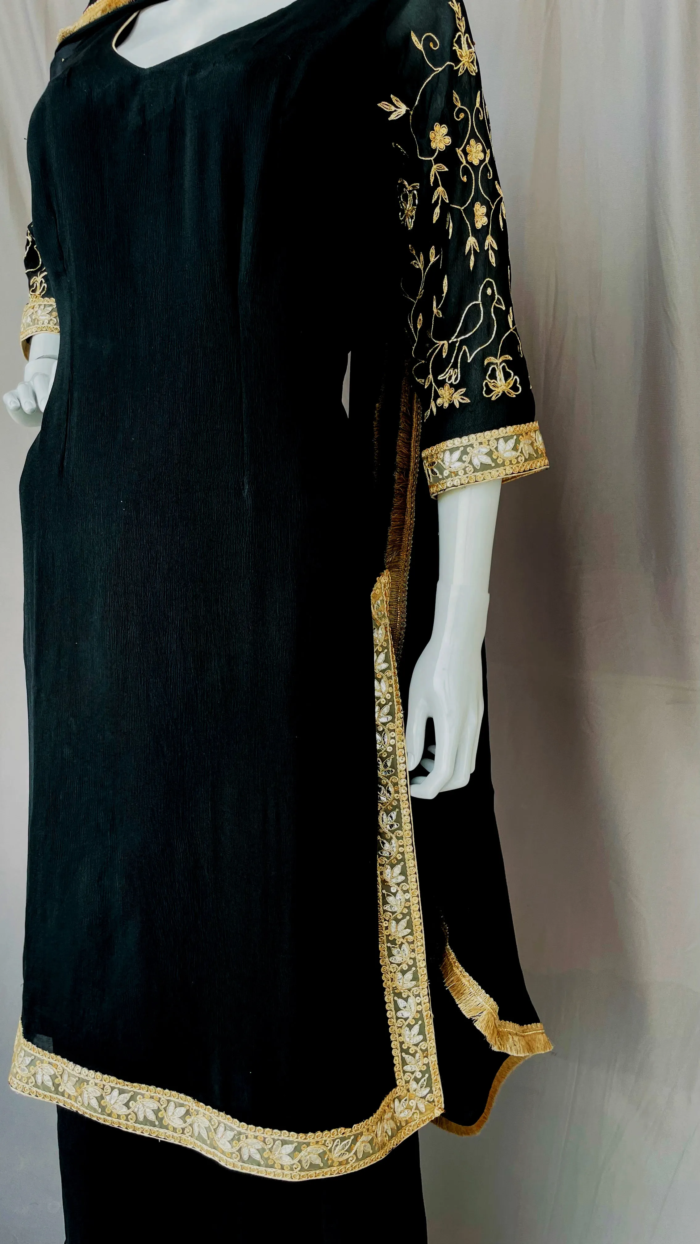 Black Golden Mother Daughter Pure Chinon Gharara Suits 45AL23SU50 - 15AL23SU60