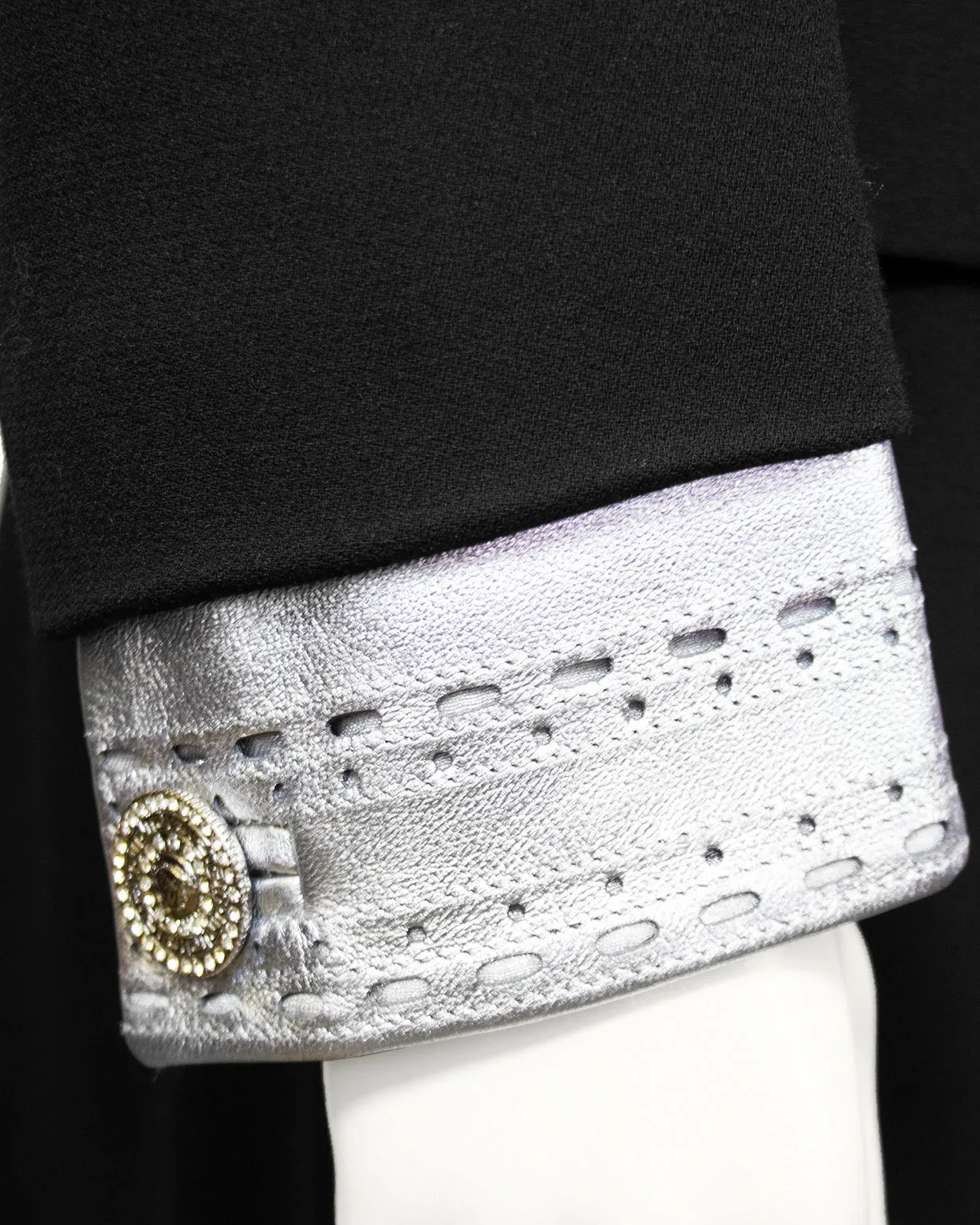 Black Skirt Suit with Silver Leather Accents