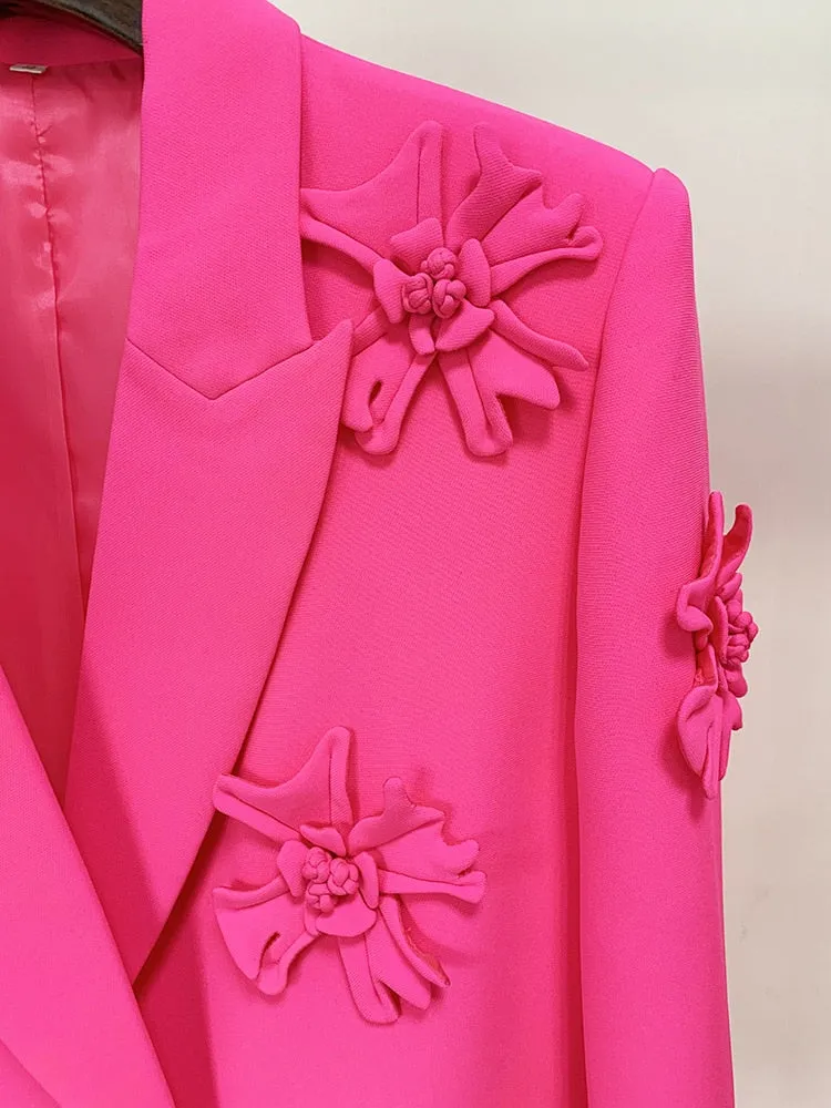 Blazer or Pant Hot Pink Embroidery Flower