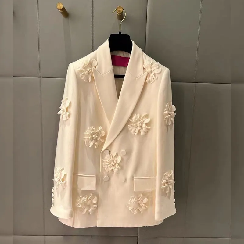 Blazer or Pant Hot Pink Embroidery Flower