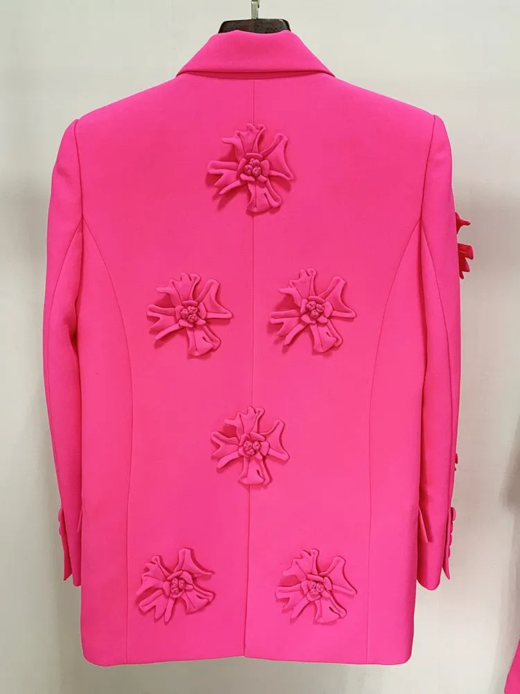 Blazer or Pant Hot Pink Embroidery Flower