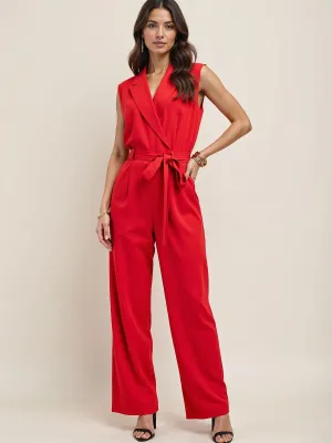 Blazer Tie Waist Jumpsuit