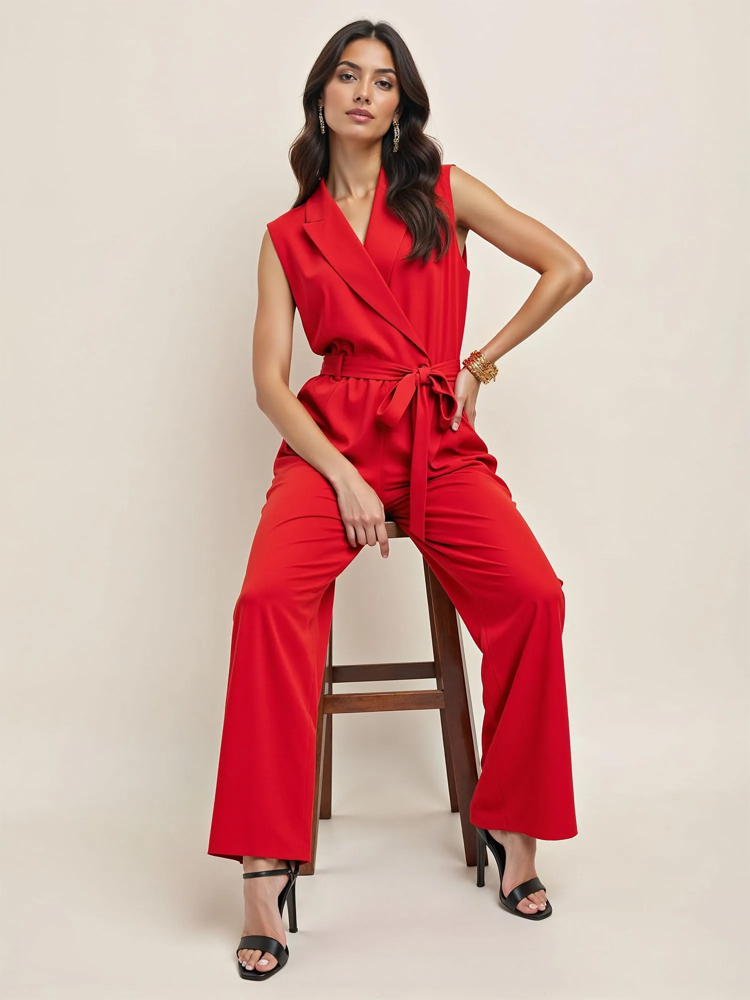 Blazer Tie Waist Jumpsuit