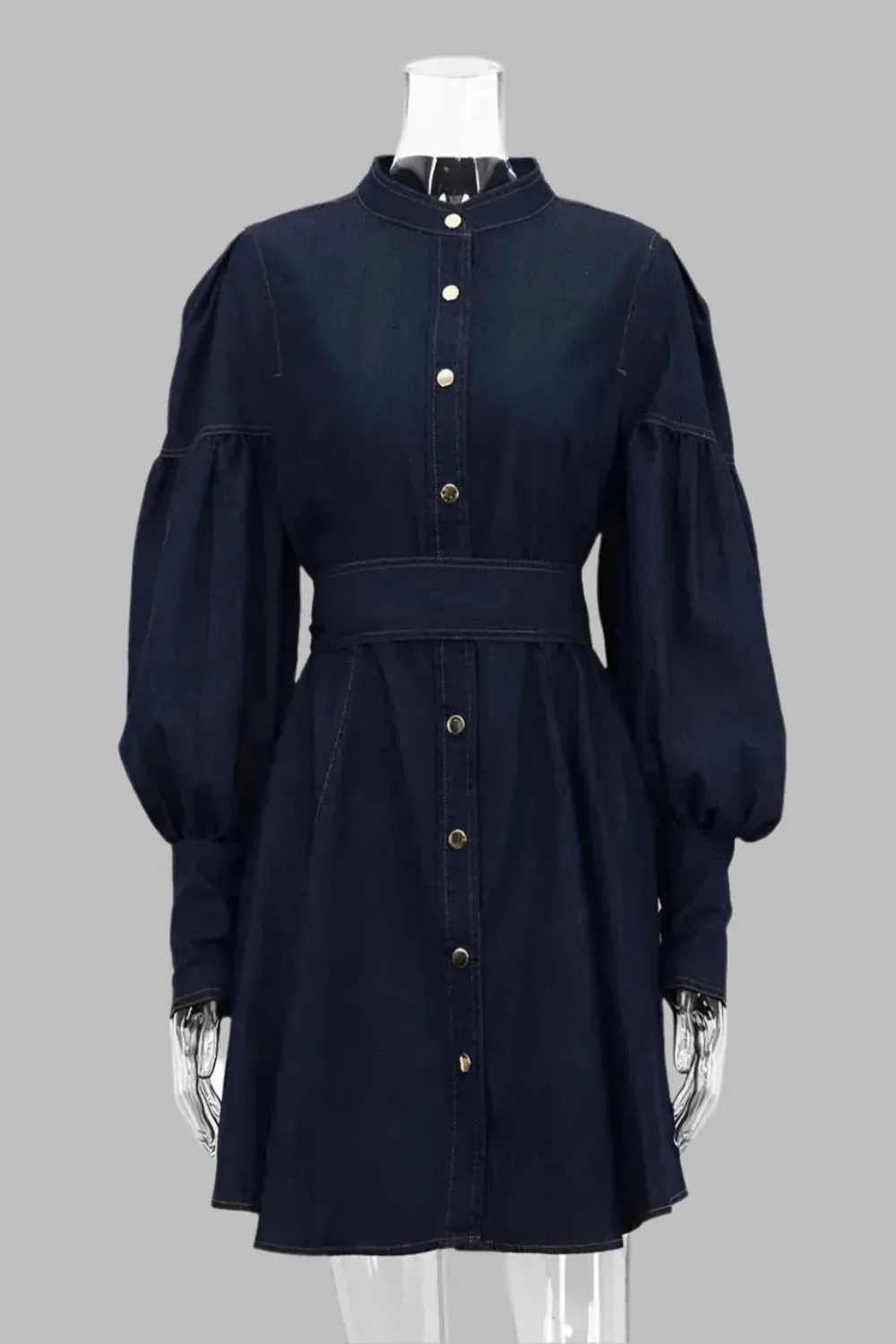 Blue Denim Empire Waist Mini Dress