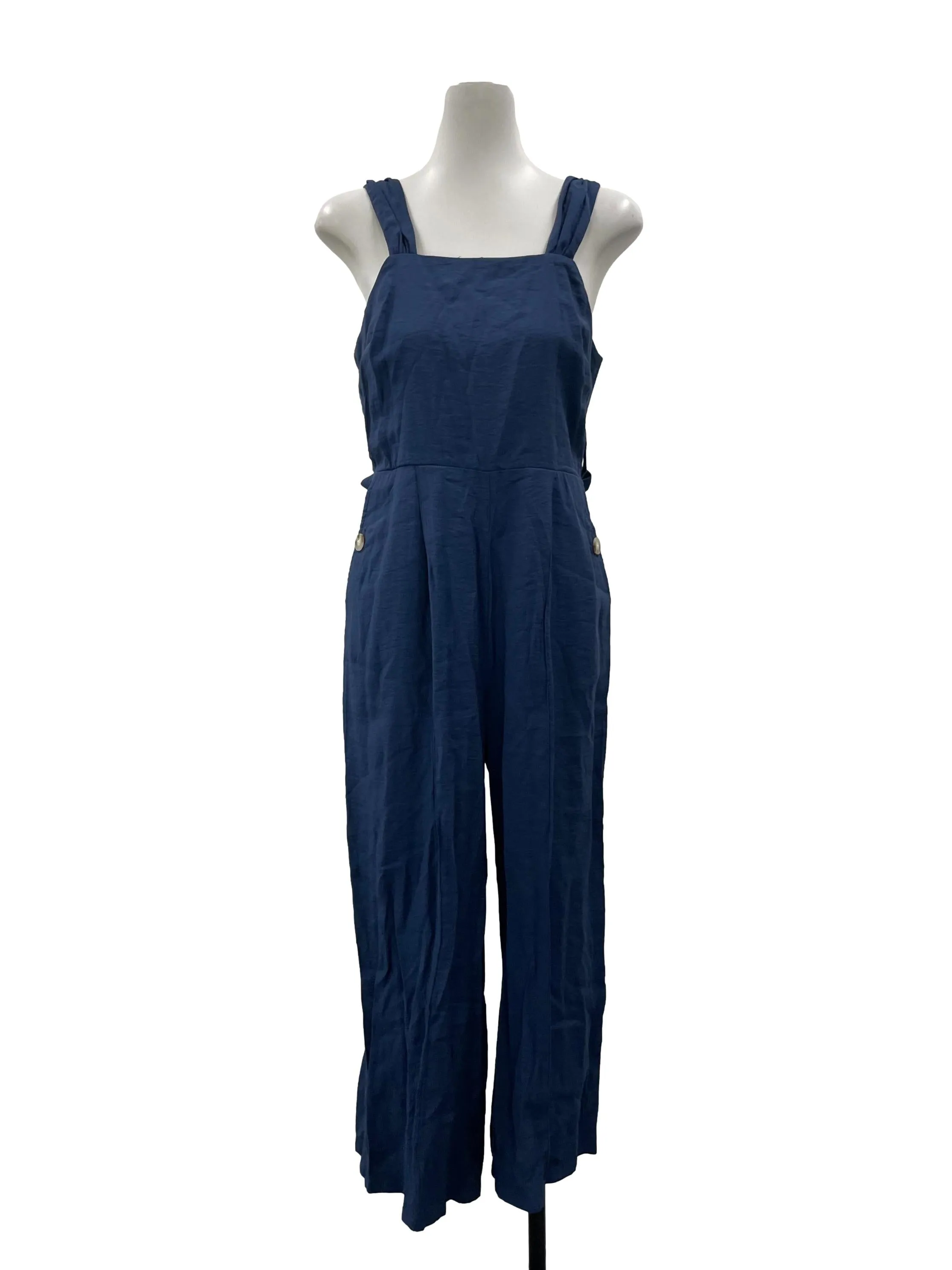 Blue Square Neck Jumpsuit