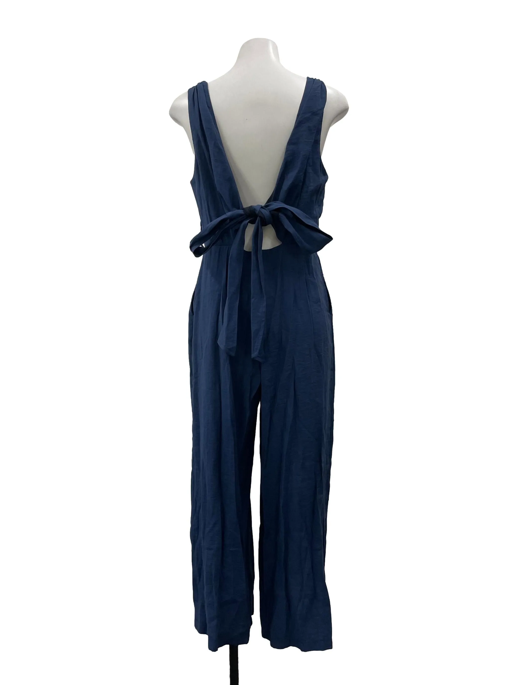 Blue Square Neck Jumpsuit