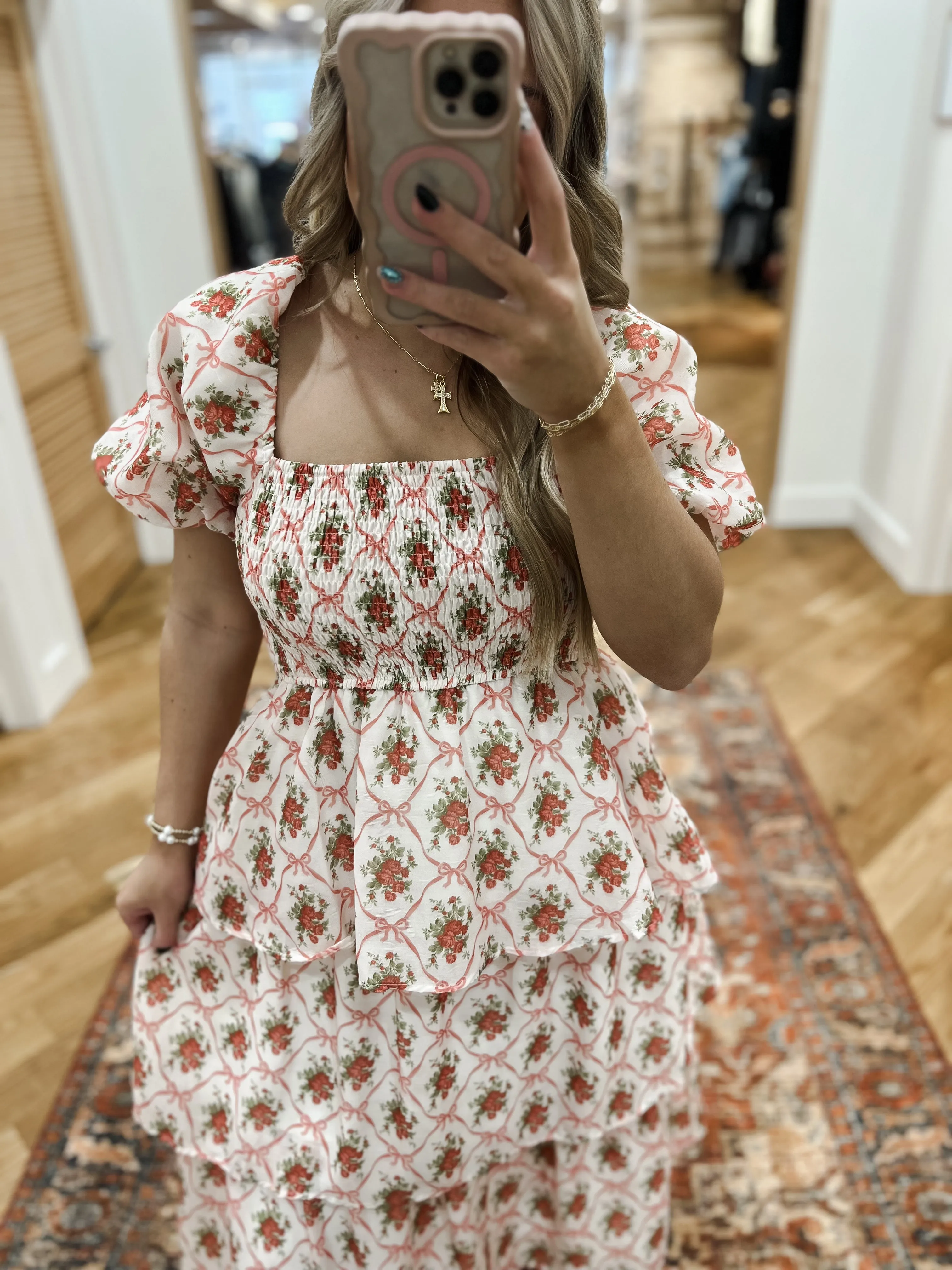 Bow and Rose Midi Dress
