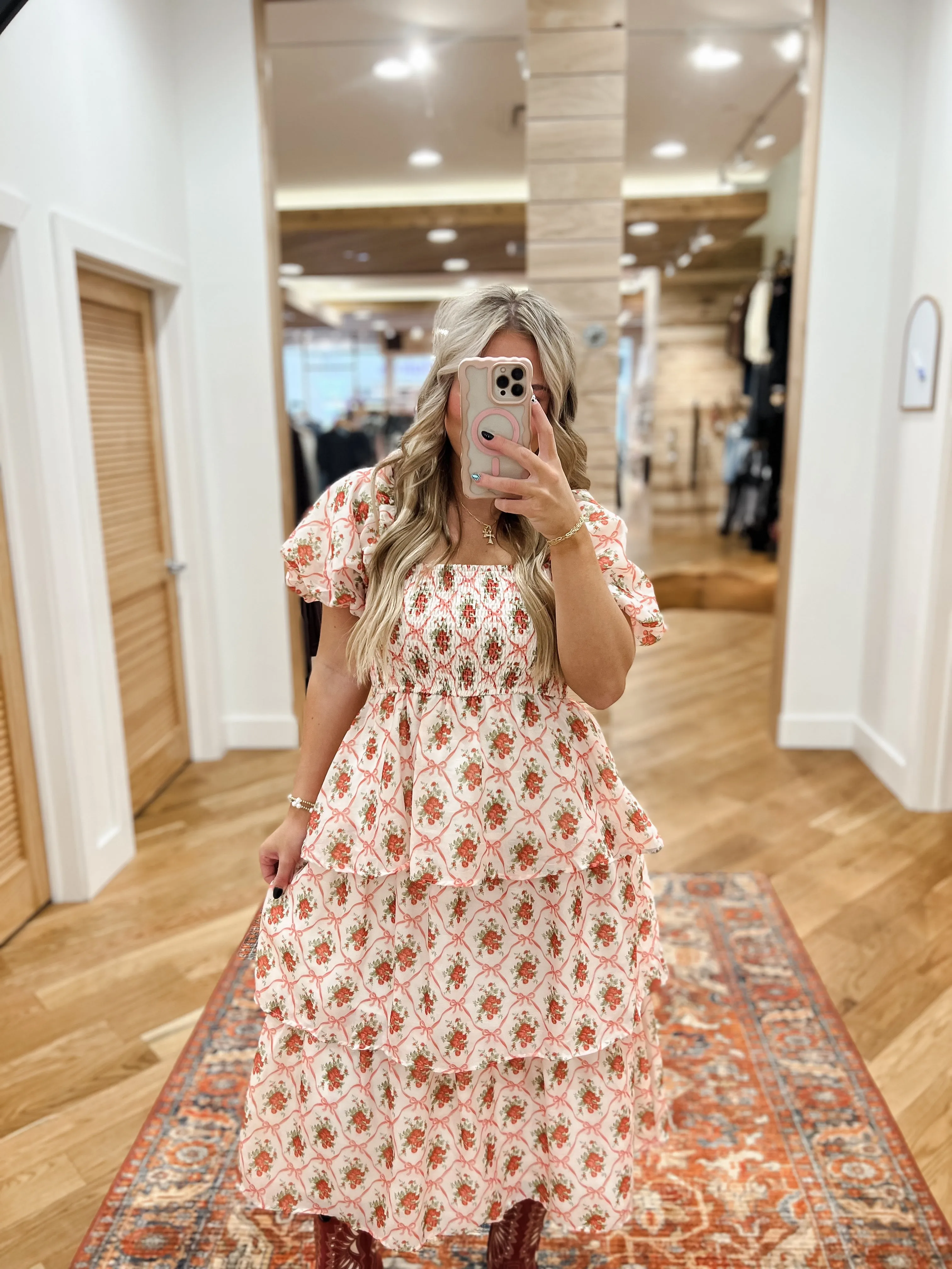 Bow and Rose Midi Dress