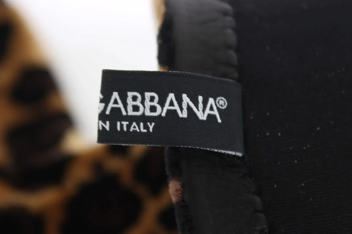 Brown Leopard Leather Velvet Gloves
