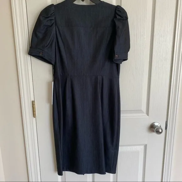 Calvin Klein Denim Puff-Sleeve Sheath Dress in Blue Size 6P