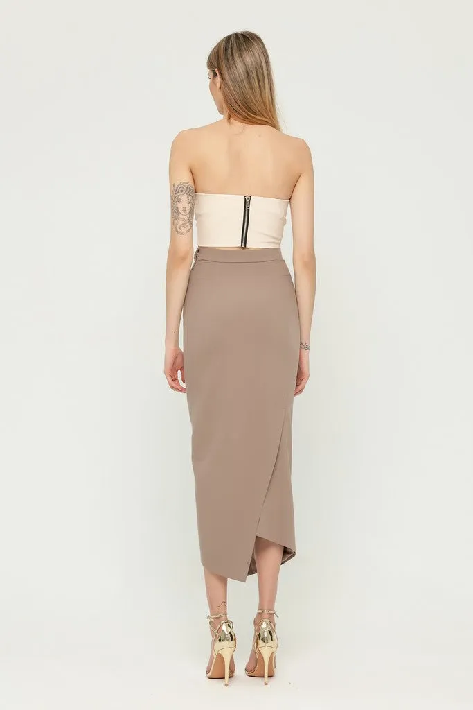 Cappuccino Office Suit (Long Sleeve Jacket & Pencil Skirt) with Belt