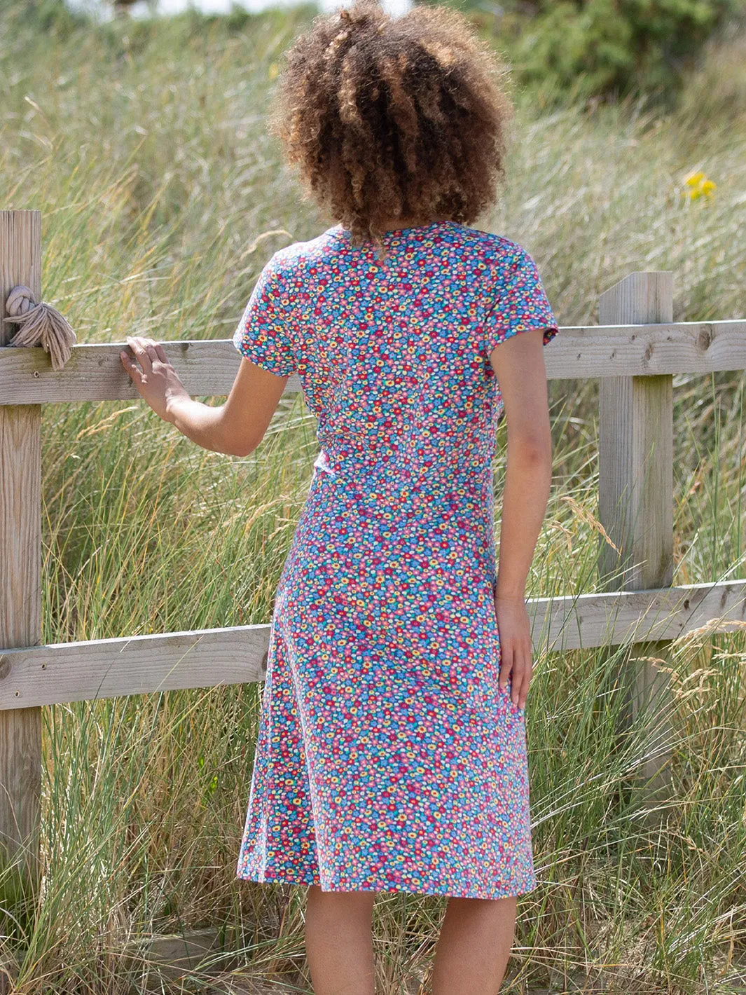 Cheselbourne jersey dress meadow ditsy bright