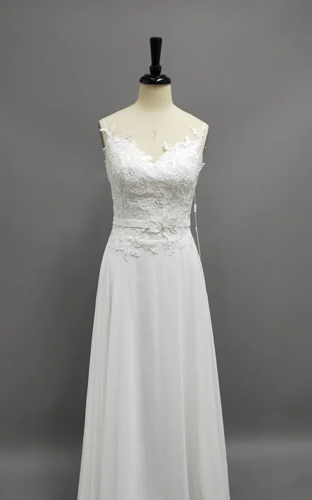 Chiffon Lace Weddig Dress With Beading Flower Lace-Up Back-z711964