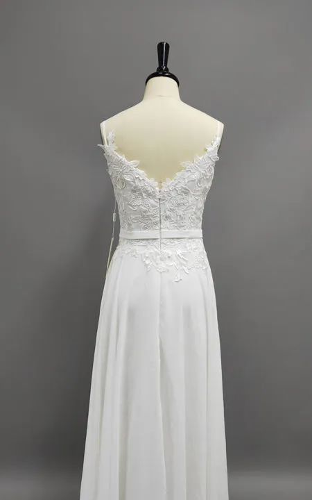 Chiffon Lace Weddig Dress With Beading Flower Lace-Up Back-z711964
