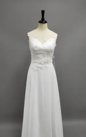 Chiffon Lace Weddig Dress With Beading Flower Lace-Up Back-z711964