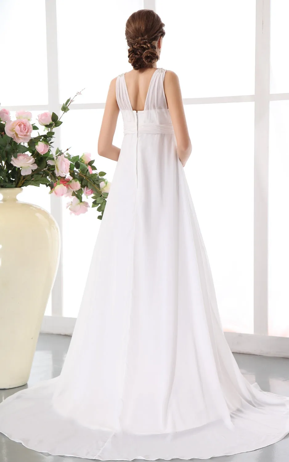 Chiffon Rhinestone High-Waist Flowing Soft Pregnant Gown-GC_706071