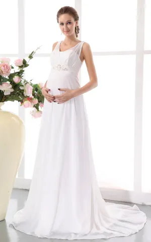 Chiffon Rhinestone High-Waist Flowing Soft Pregnant Gown-GC_706071