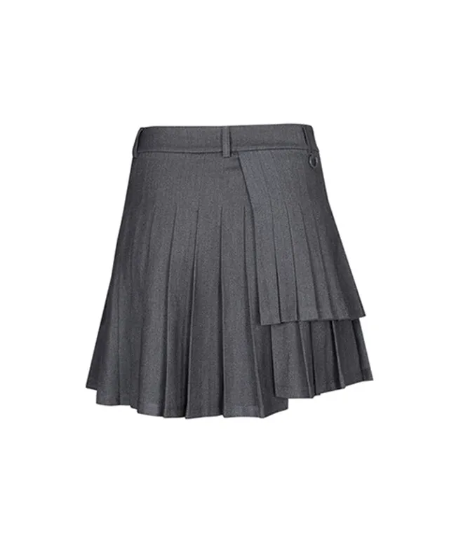 CHUCUCHU Double Pleated Skirt - Charcoal