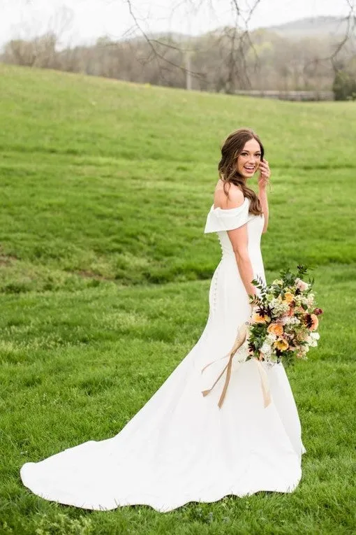 Clean Satin Wedding Dresses with Off-the-shoulder