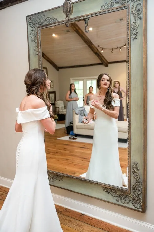 Clean Satin Wedding Dresses with Off-the-shoulder